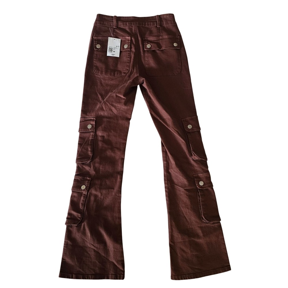 Forever 21 Women's Brown Twill Flare Cargo Pants Size Medium NWT - Picture 4 of 16